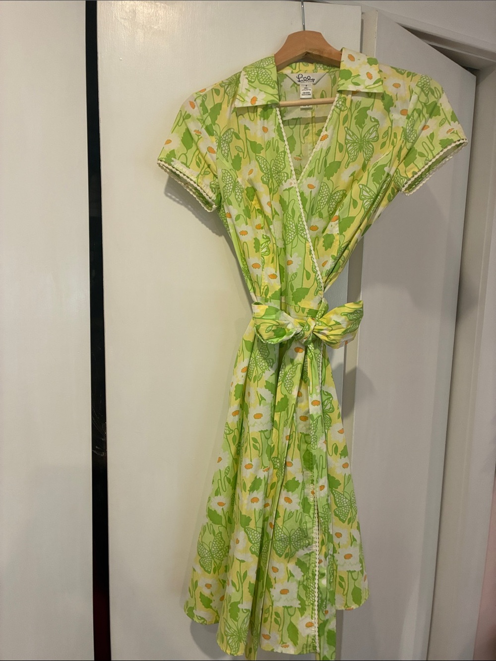 Lilly Pulitzer Lime Green and Yellow Floral Tie-Waist Dress